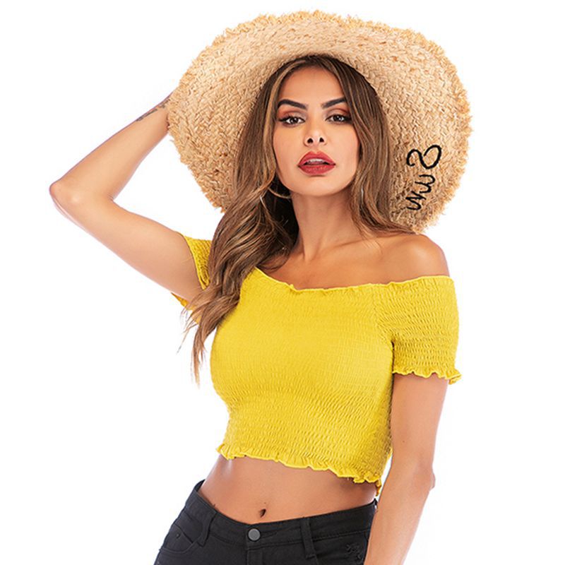 Women's Fashion Short Sleeve Knit Top Apricot