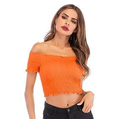 Women's Fashion Short Sleeve Knit Top Orange