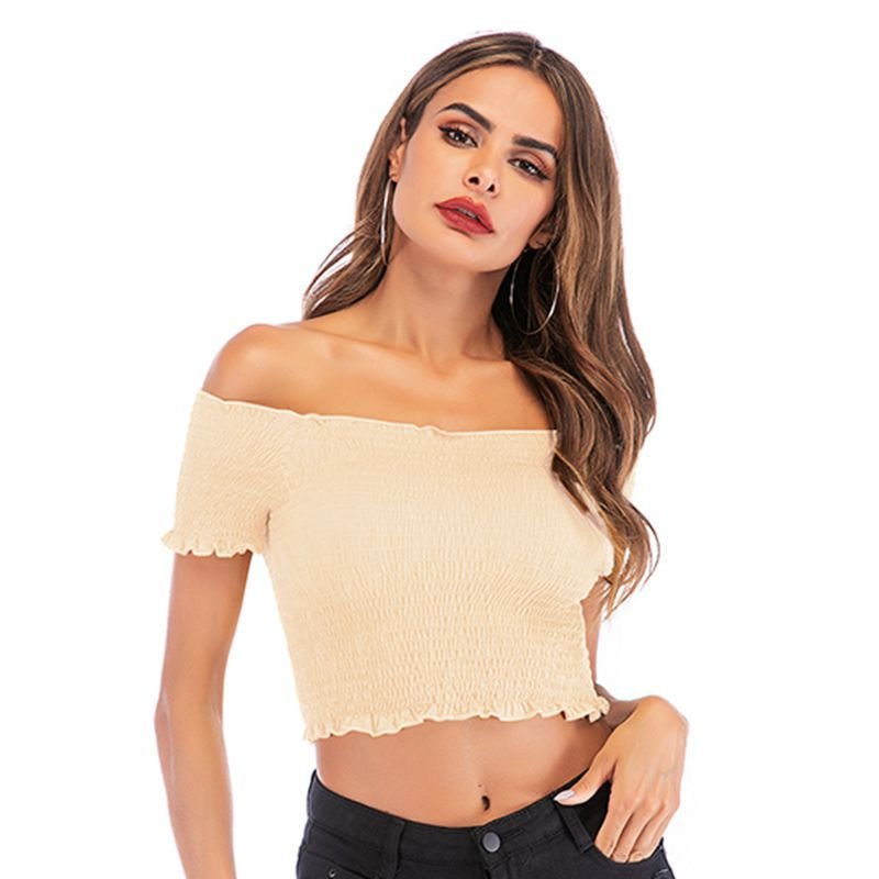 Women's Fashion Short Sleeve Knit Top Apricot