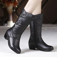 Women's Fashion Velvet Padded Warm Round Head Upper - wrapping Boots Black Single Liner