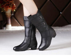 Women's Fashion Velvet Padded Warm Round Head Upper - wrapping Boots Black Single Liner