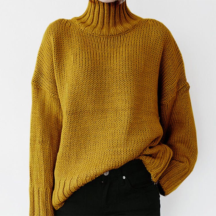 Women's Fashionable Knitted Pullover Sweater Yellow