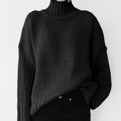 Women's Fashionable Knitted Pullover Sweater Black