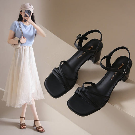 Women's Fashionable Outerwear Simple Elegant non - slip Sandals Beige