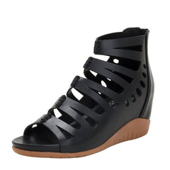 Women's Fashionable Simple Wedge Platform comfort vacation Sandals Black