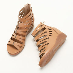 Women's Fashionable Simple Wedge Platform comfort vacation Sandals Apricot