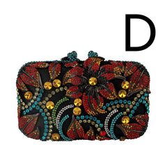 Women's Flower Color Rhinestone Hollow Clutch D