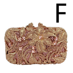 Women's Flower Color Rhinestone Hollow Clutch F