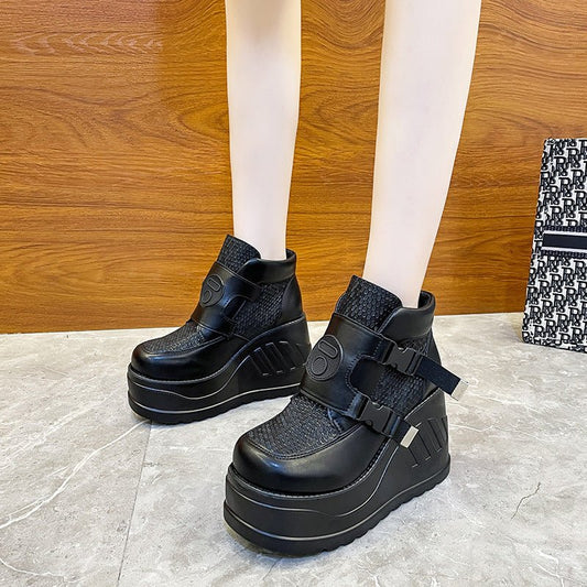 Women's High - Heeled Thick Bottom Shoes – Elevate Your Style Black