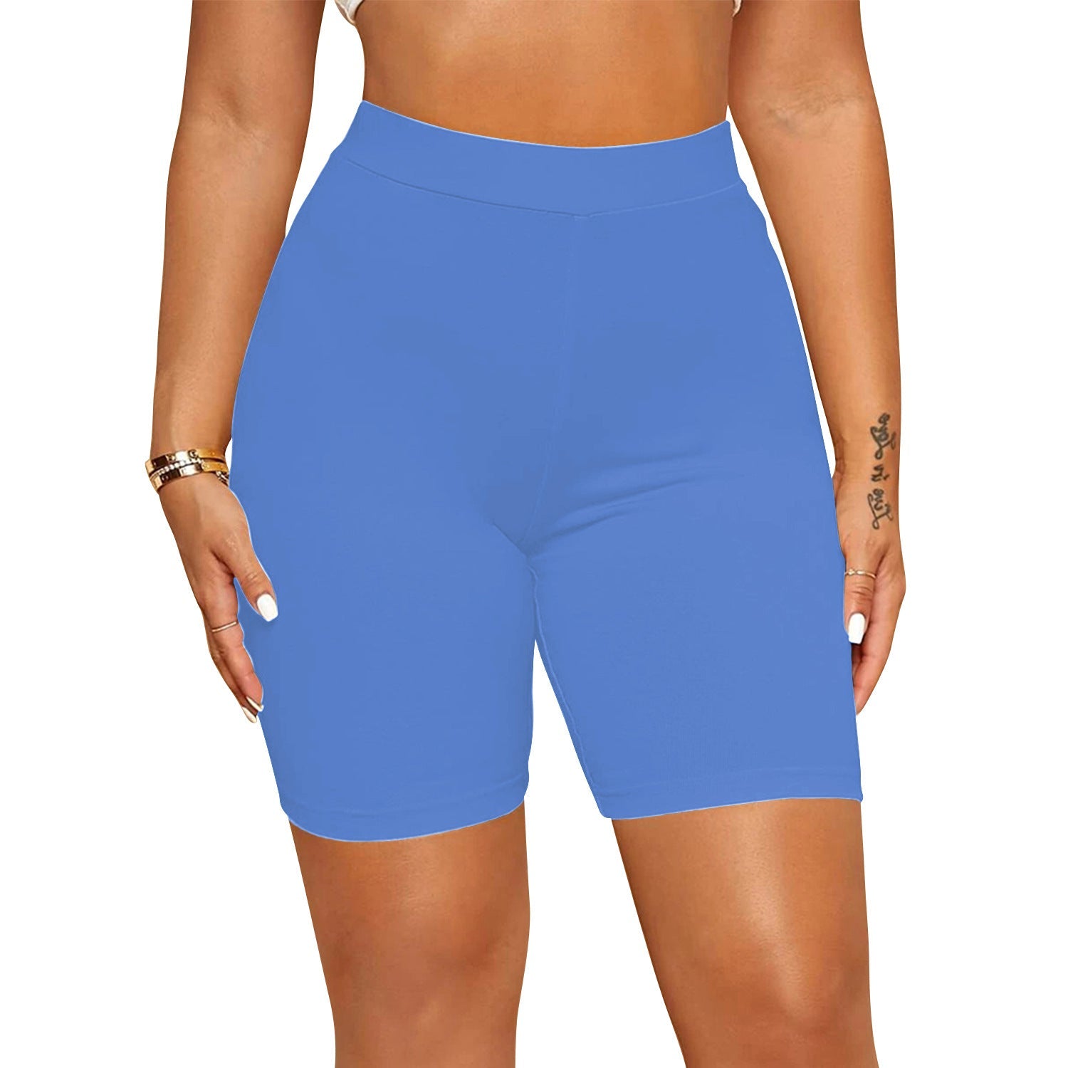 Women's Hourglass Figure Peachy Bottoming Skinny Butt Lifting Super High Waist Short Blue