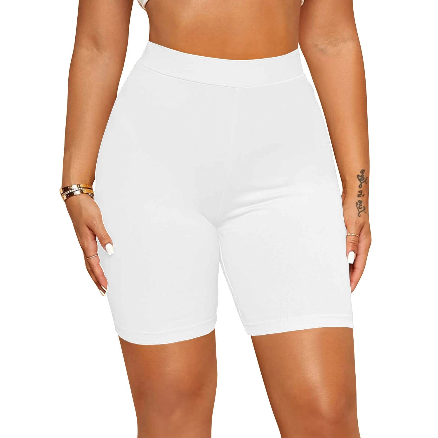 Women's Hourglass Figure Peachy Bottoming Skinny Butt Lifting Super High Waist Short White