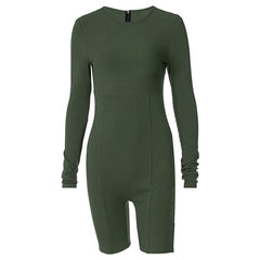 Women's Knit Slim - fit Leggings Sports Jumpsuit Army green