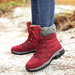 Women's Lace - Up Ankle Boots – Warm Winter Snow Shoes for Mothers Red