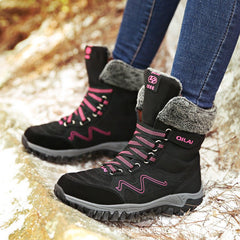 Women's Lace - Up Ankle Boots – Warm Winter Snow Shoes for Mothers Black