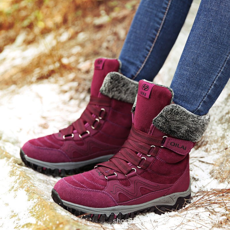 Women's Lace - Up Ankle Boots – Warm Winter Snow Shoes for Mothers Purple