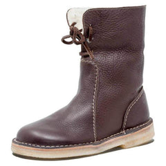 Women's Lace - Up Snow Boots – Winter Fur Plush Comfort and Style Coffee