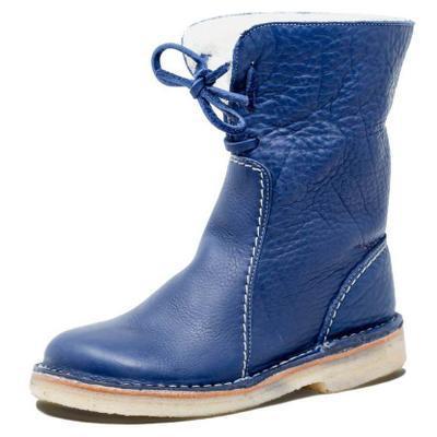 Women's Lace - Up Snow Boots – Winter Fur Plush Comfort and Style Blue