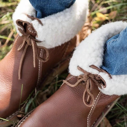 Women's Lace - Up Snow Boots – Winter Fur Plush Comfort and Style Blue