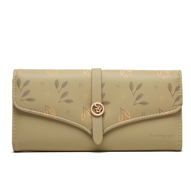 Women's Large - capacity Long Printed Hasp Clutch Green