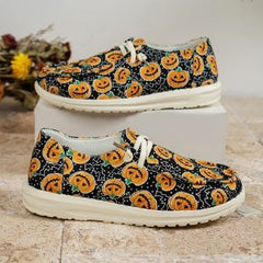 Women's Large Size Canvas Shoes Printed Casual Shoes Orange