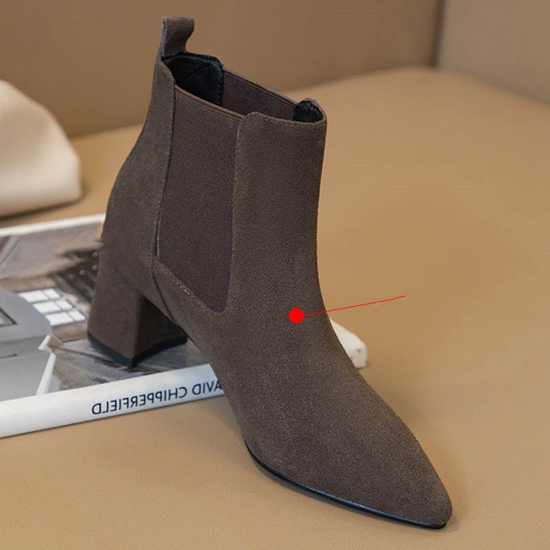Women's Leather Boots – Classic Elegance and Durability Brown Fleece inside