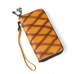 Women's Long Large Capacity Zipper Mobile Phone Bag Retro Yellow