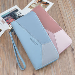Women's long zipper tassel stitching clutch Black