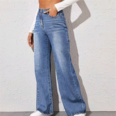 Women's Loose Baggy High Waist Distressed Wide Leg Jeans Light Blue