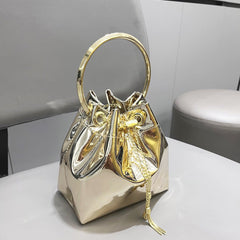 Women's Metallic Chain Shoulder Messenger Bag Gold