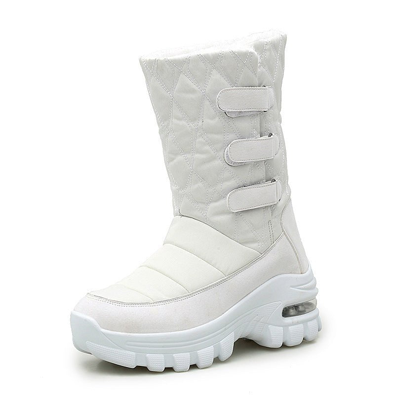 Women's outdoor plus velvet high top snow boots White
