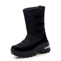 Women's outdoor plus velvet high top snow boots Black