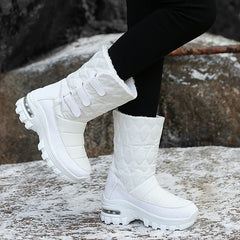 Women's outdoor plus velvet high top snow boots Black