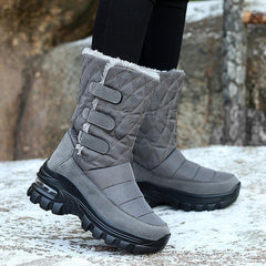 Women's outdoor plus velvet high top snow boots Black