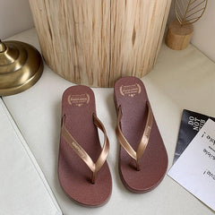 Women's Outdoor Wedge Slippers flip flops Casual Summer poolside shoes Brown