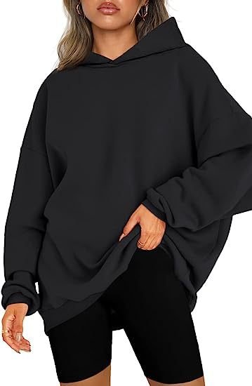 Women's Oversized Hooded Pullover Sweater Black