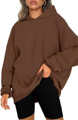 Women's Oversized Hooded Pullover Sweater Coffee