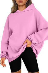 Women's Oversized Hooded Pullover Sweater Pink