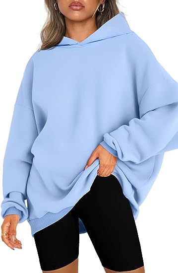 Women's Oversized Hooded Pullover Sweater Light Blue