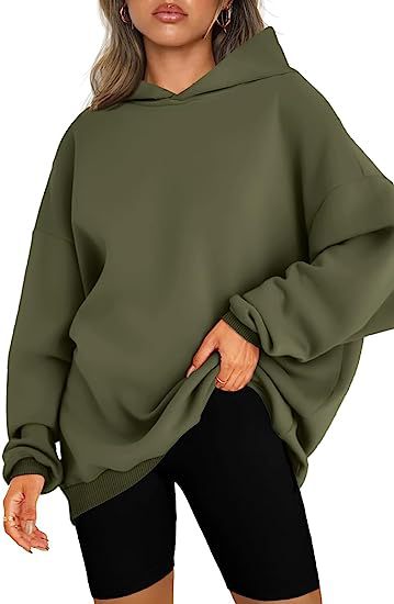 Women's Oversized Hooded Pullover Sweater Army Green