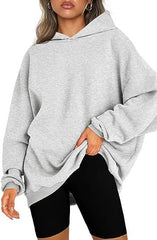 Women's Oversized Hooded Pullover Sweater Light Gray