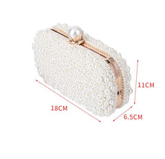 Women's Pearl Dinner Bag Soft Surface Lock Clutch White Pearl Buckle