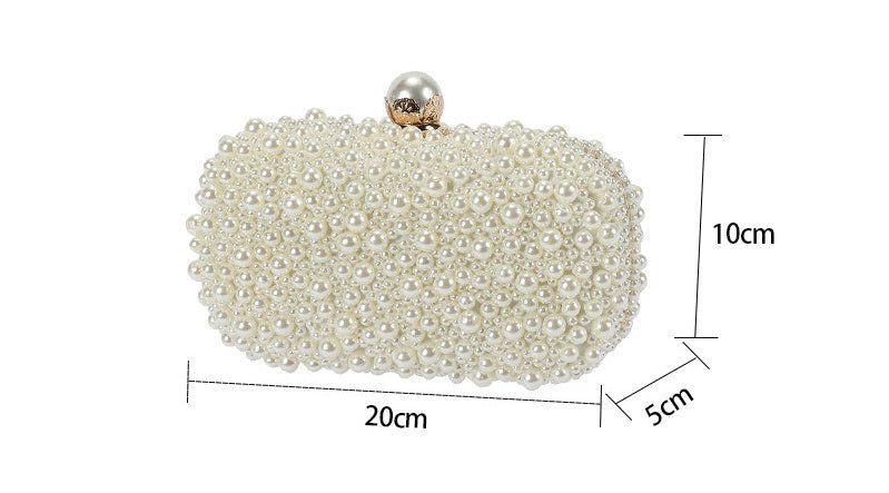 Women's Pearl Dinner Bag Soft Surface Lock Clutch White Pearl Buckle