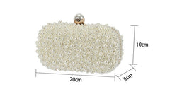 Women's Pearl Dinner Bag Soft Surface Lock Clutch White Pearl Buckle