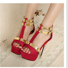 Women's platform high heel sandals Red