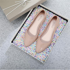 Women's pointed toe flat shoes 27 plaid apricot