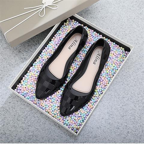 Women's pointed toe flat shoes 27 Plaid black