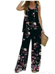 Women's Printed Casual Vest Trousers Two - Piece Suit Figure Eleven