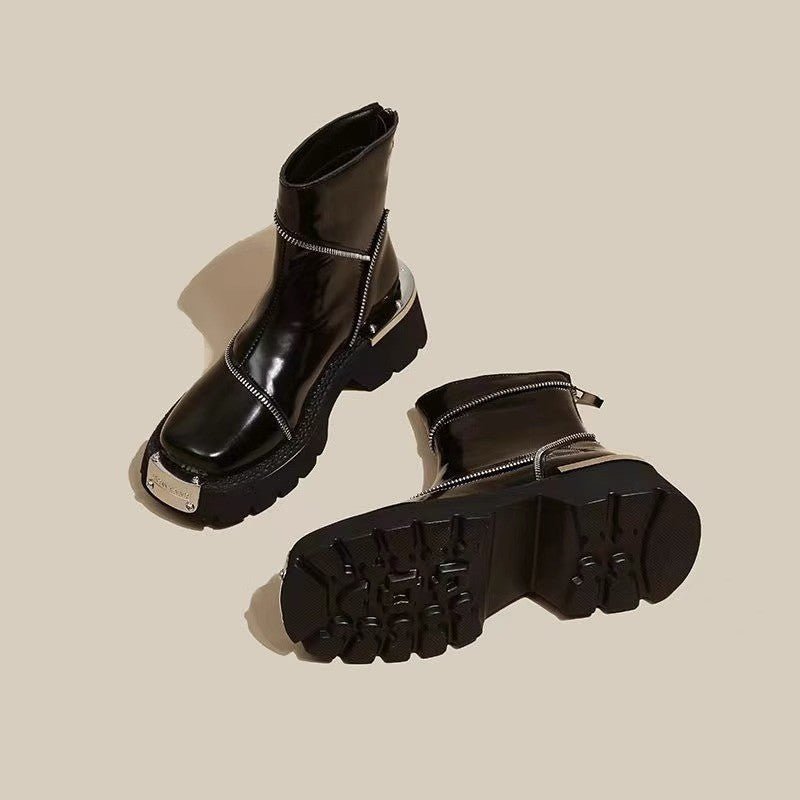 Women's Retro Mechanical Style Ankle Boots Black