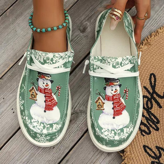 Women's Shoes Christmas Snowman Shape decent shoes Yellow Green