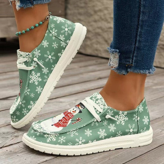 Women's Shoes Christmas Snowman Shape decent shoes Yellow Green